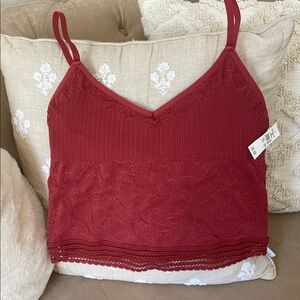 Aerie Red Lace Tank Top